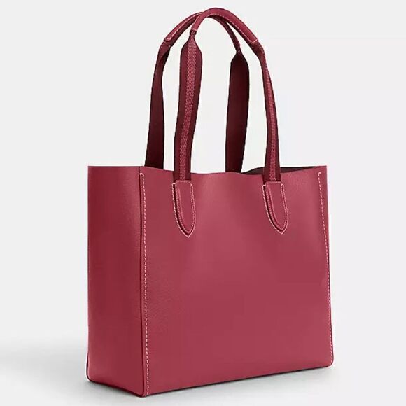🆕🔥NWT! Coach Derby Tote Handbag Leather Gold/Rouge Msrp:$350.00 - Picture 9 of 13